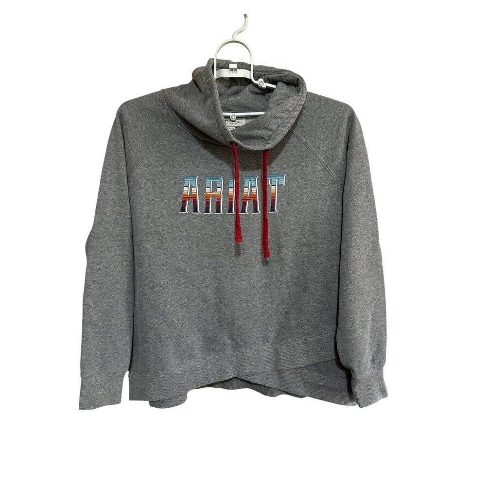 Ariat Real Hoodie Women Size XXL Southwest Serape Logo Pullover Cinch Neck